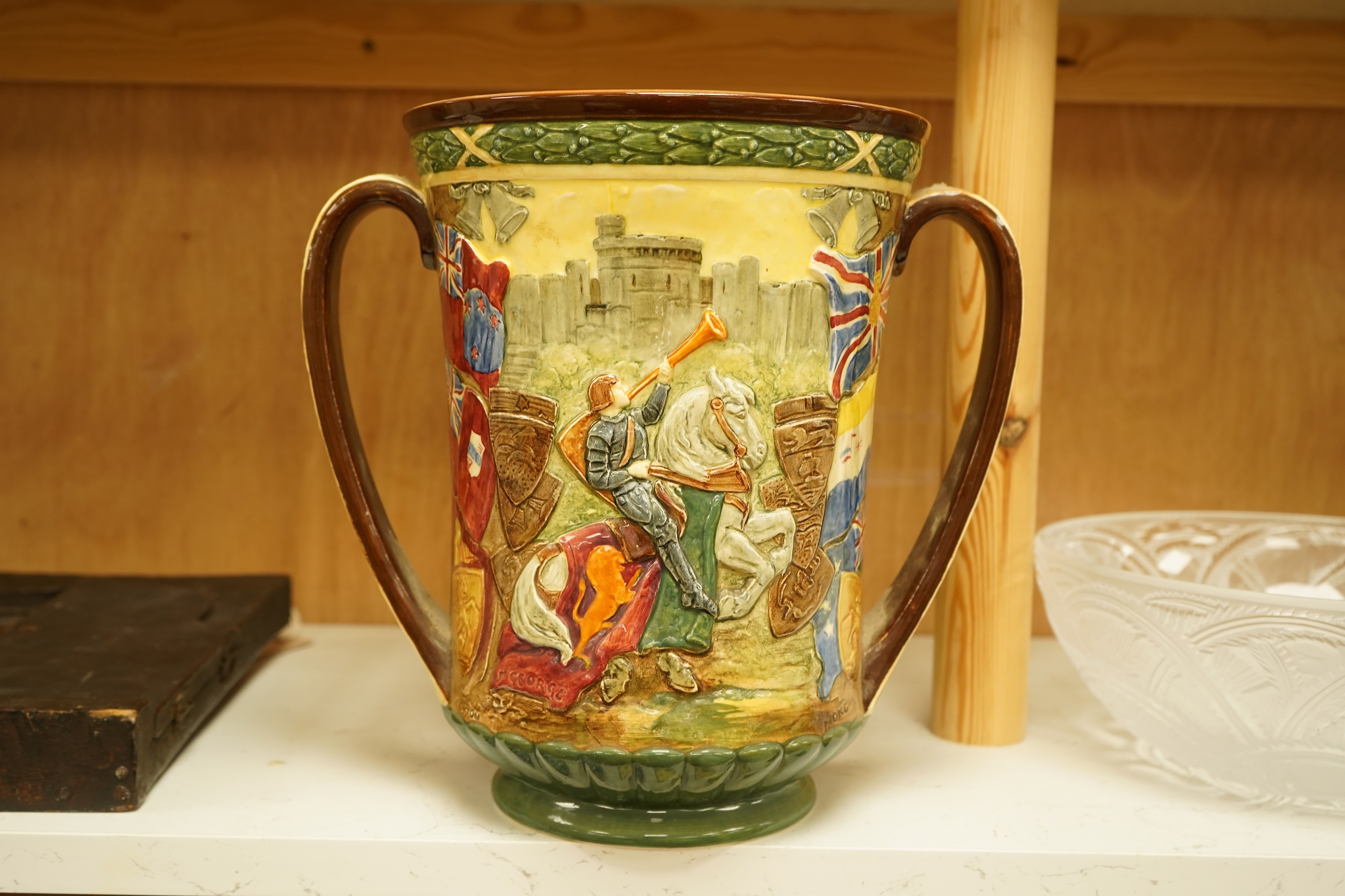 A Royal Doulton Edward VIII commemorative loving cup by Noke, limited edition 989/2000, with certificate, 26cm high